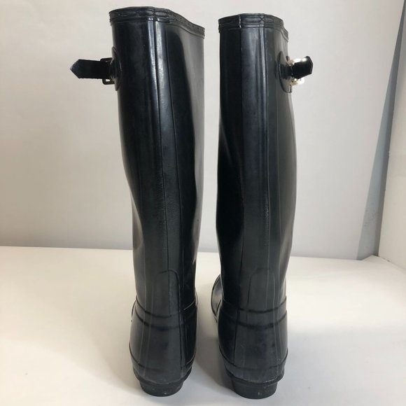 Hunter Boots Original Gloss Tall Black Rain Boots Women's Size 8 - Picture 6 of 10